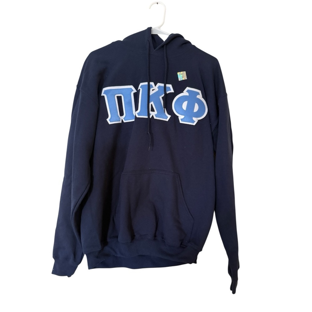 Pi Kappa Phi Fraternity Hoodie Navy Blue and Light Blue Letters Official